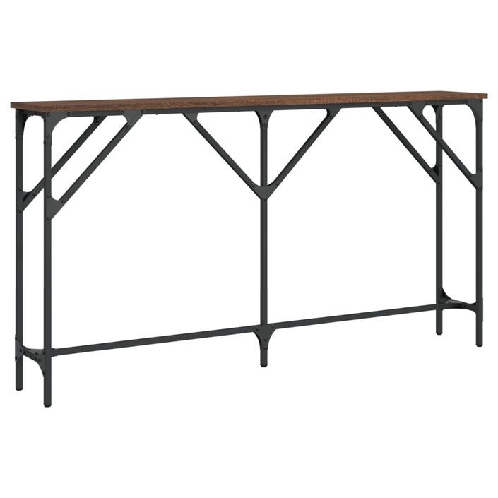 Table console chêne marron 140x23x75 cm bois d'ingénierie - Photo n°1