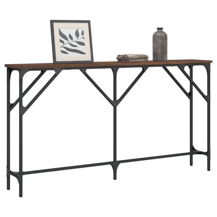 Table console chêne marron 140x23x75 cm bois d'ingénierie - Photo n°3