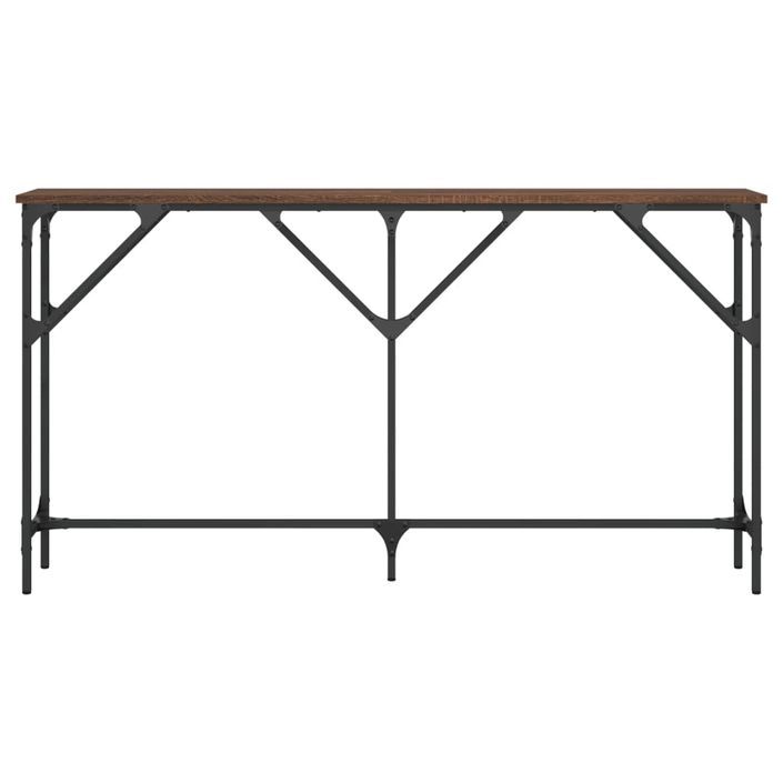 Table console chêne marron 140x23x75 cm bois d'ingénierie - Photo n°4