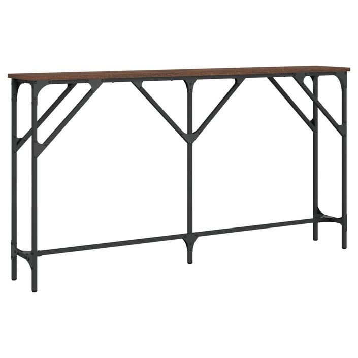 Table console chêne marron 140x23x75 cm bois d'ingénierie - Photo n°6