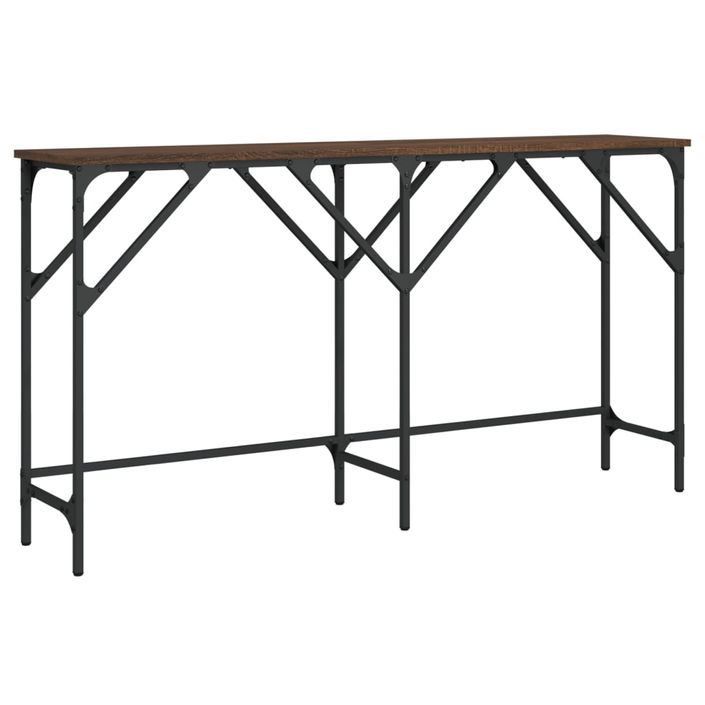 Table console chêne marron 140x29x75 cm bois d'ingénierie - Photo n°2