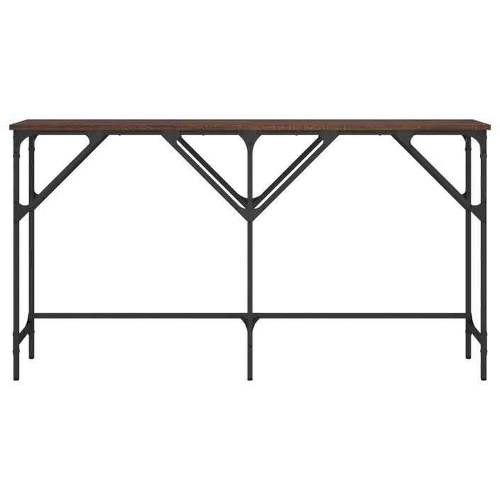 Table console chêne marron 140x29x75 cm bois d'ingénierie - Photo n°4