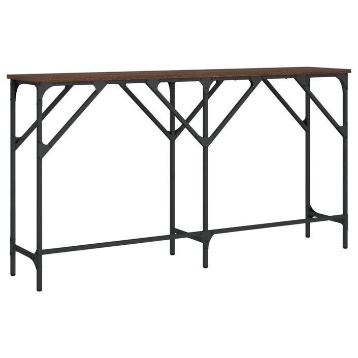 Table console chêne marron 140x29x75 cm bois d'ingénierie - Photo n°6