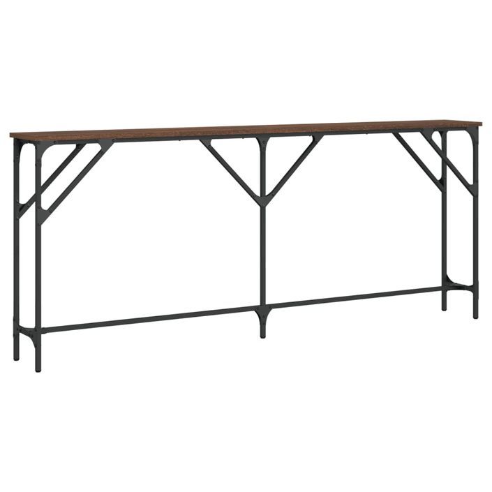 Table console chêne marron 180x23x75 cm bois d'ingénierie - Photo n°6