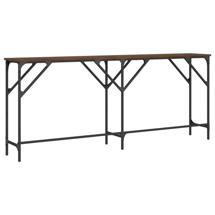 Table console chêne marron 180x29x75 cm bois d'ingénierie - Photo n°6