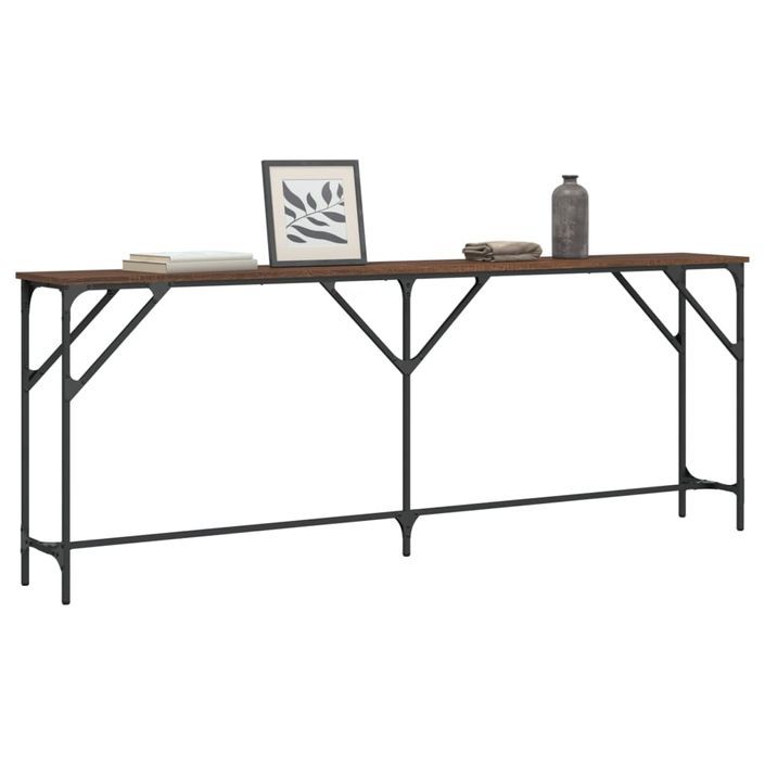 Table console chêne marron 200x29x75 cm bois d'ingénierie - Photo n°3