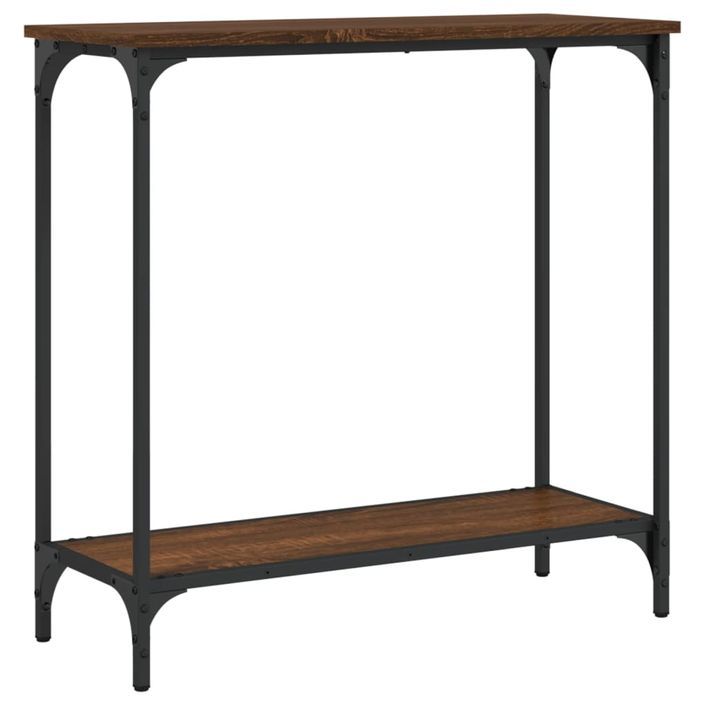 Table console chêne marron 75x30,5x75 cm bois d'ingénierie - Photo n°6