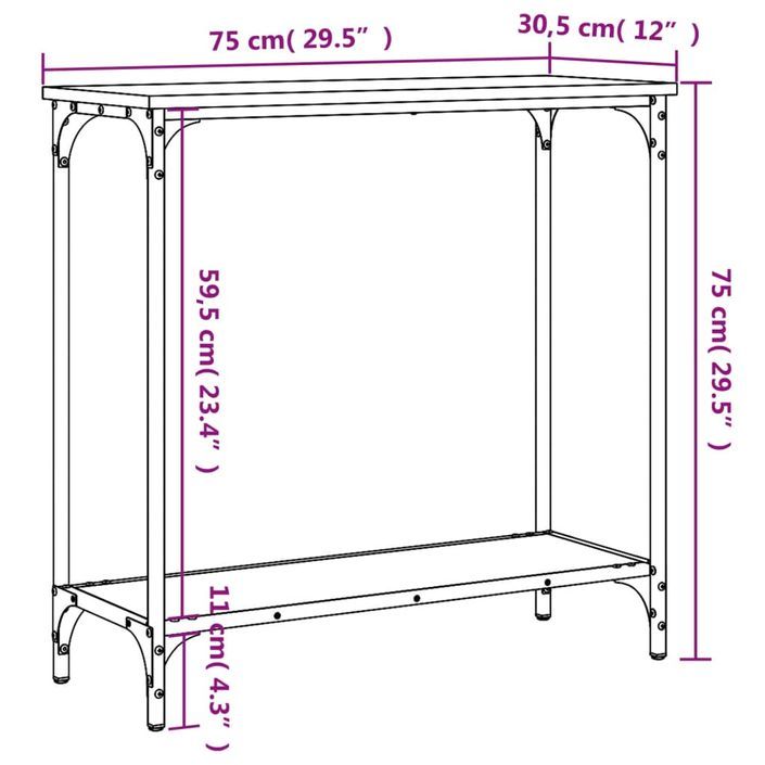 Table console chêne marron 75x30,5x75 cm bois d'ingénierie - Photo n°9