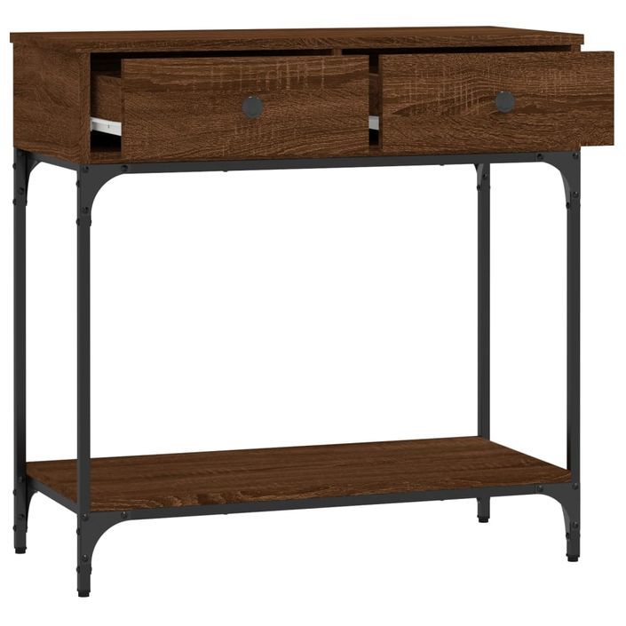 Table console chêne marron 75x34,5x75 cm bois d'ingénierie - Photo n°8