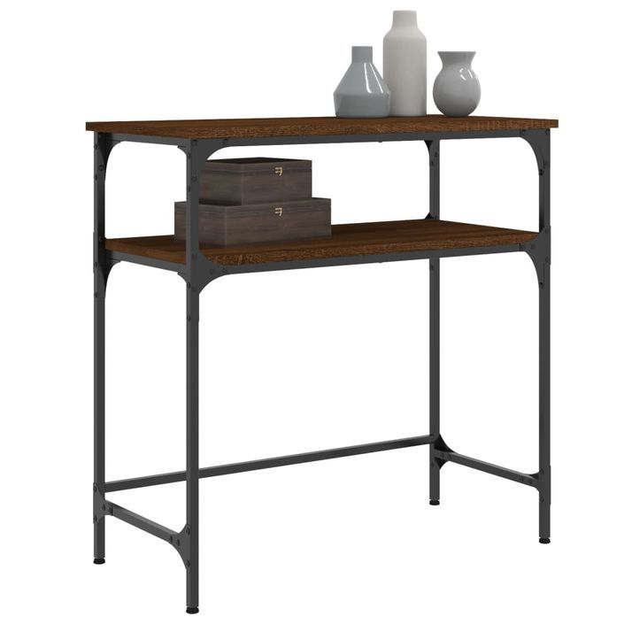 Table console chêne marron 75x35,5x75 cm bois d'ingénierie - Photo n°3