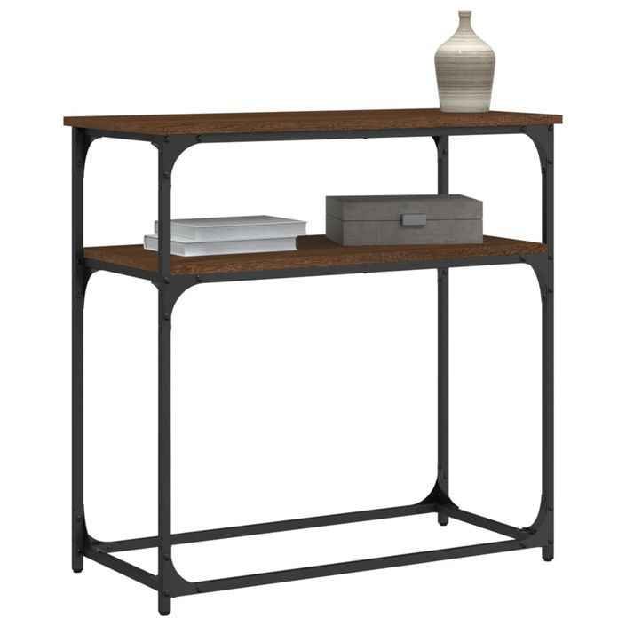 Table console chêne marron 75x35,5x75 cm bois d'ingénierie - Photo n°3