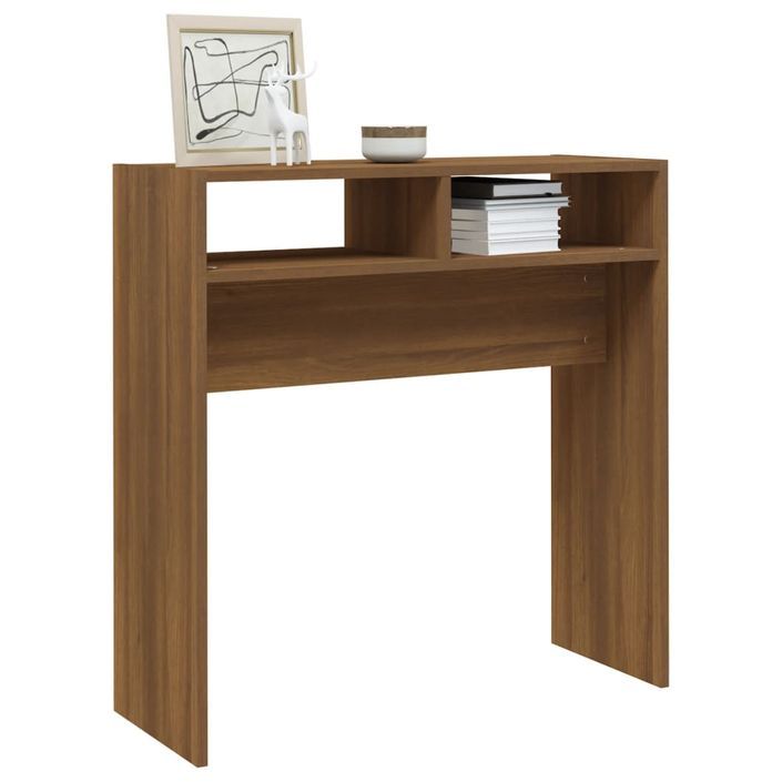 Table console Chêne marron 78x30x80 cm Bois d'ingénierie - Photo n°4