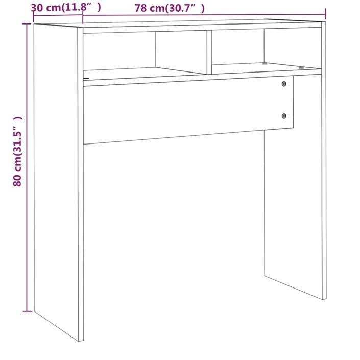 Table console Chêne marron 78x30x80 cm Bois d'ingénierie - Photo n°7