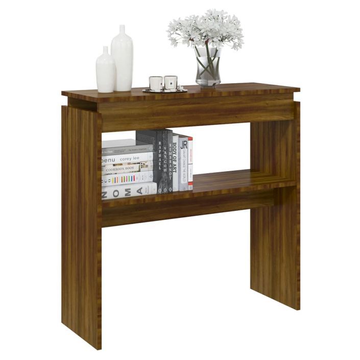 Table console Chêne marron 80x30x80 cm Bois d'ingénierie - Photo n°5