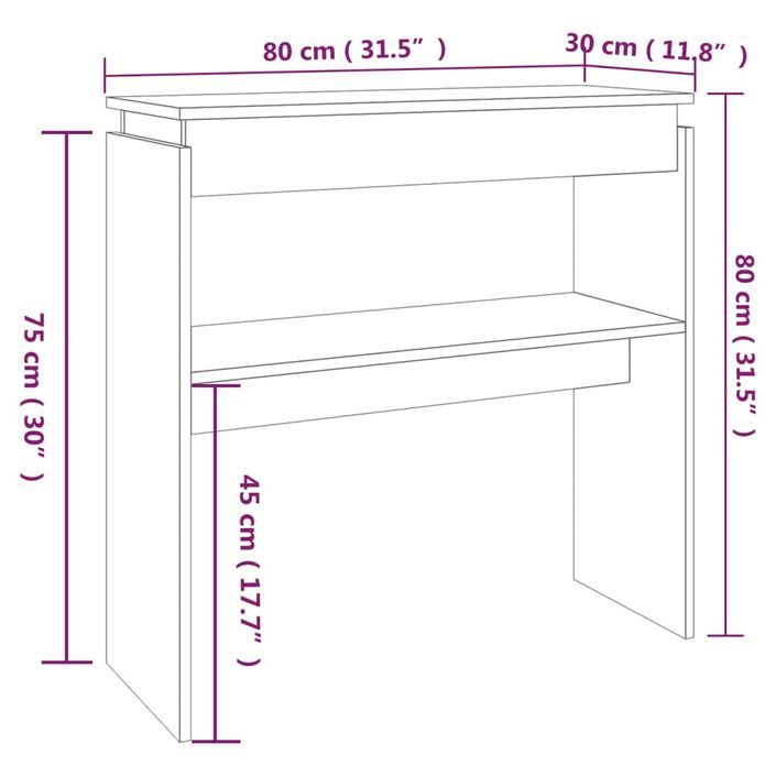 Table console Chêne marron 80x30x80 cm Bois d'ingénierie - Photo n°6