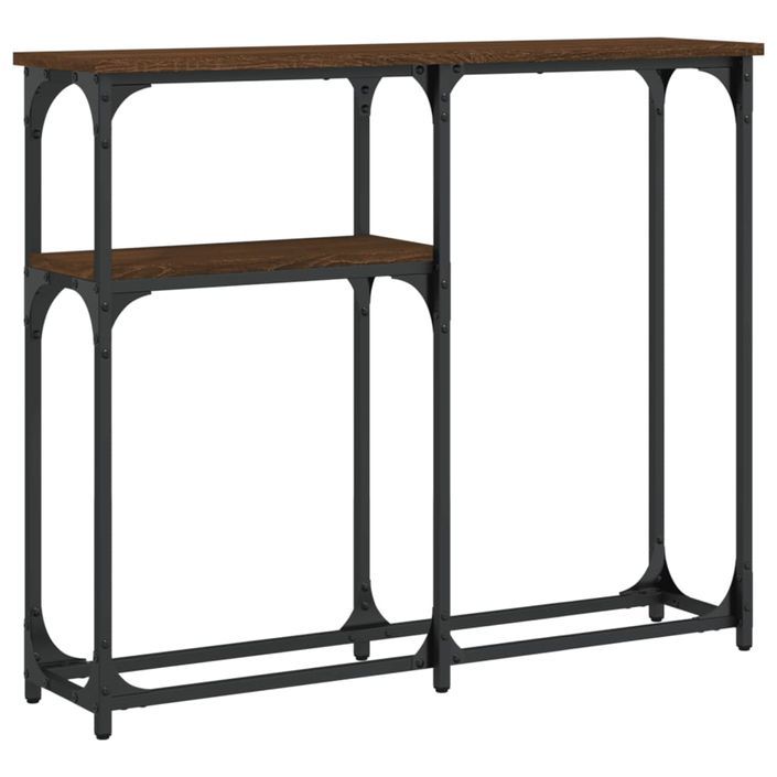 Table console chêne marron 90x22,5x75 cm bois d'ingénierie - Photo n°1