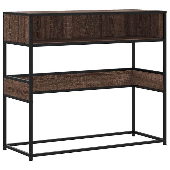 Table console chêne marron 90x35x80 cm bois d'ingénierie - Photo n°2