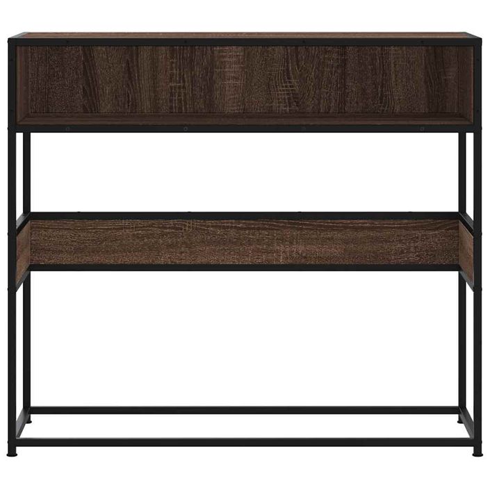 Table console chêne marron 90x35x80 cm bois d'ingénierie - Photo n°4