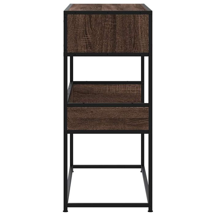 Table console chêne marron 90x35x80 cm bois d'ingénierie - Photo n°5