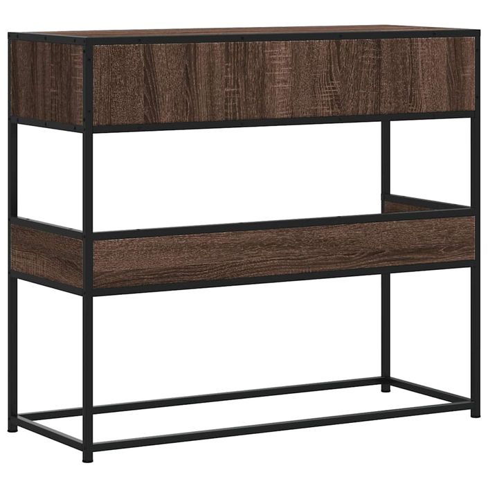 Table console chêne marron 90x35x80 cm bois d'ingénierie - Photo n°6