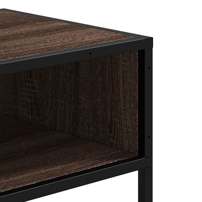 Table console chêne marron 90x35x80 cm bois d'ingénierie - Photo n°7