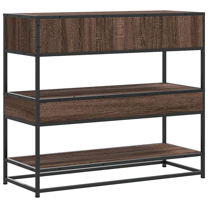 Table console chêne marron 90x35x80 cm bois d'ingénierie - Photo n°7