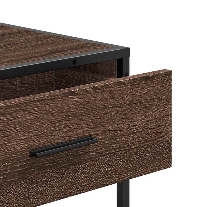 Table console chêne marron 90x35x80 cm bois d'ingénierie - Photo n°8