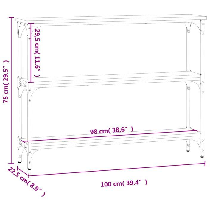 Table console chêne sonoma 100x22,5x75 cm bois d'ingénierie - Photo n°9