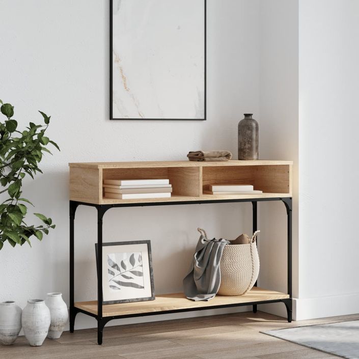 Table console chêne sonoma 100x30,5x75 cm bois d'ingénierie - Photo n°1