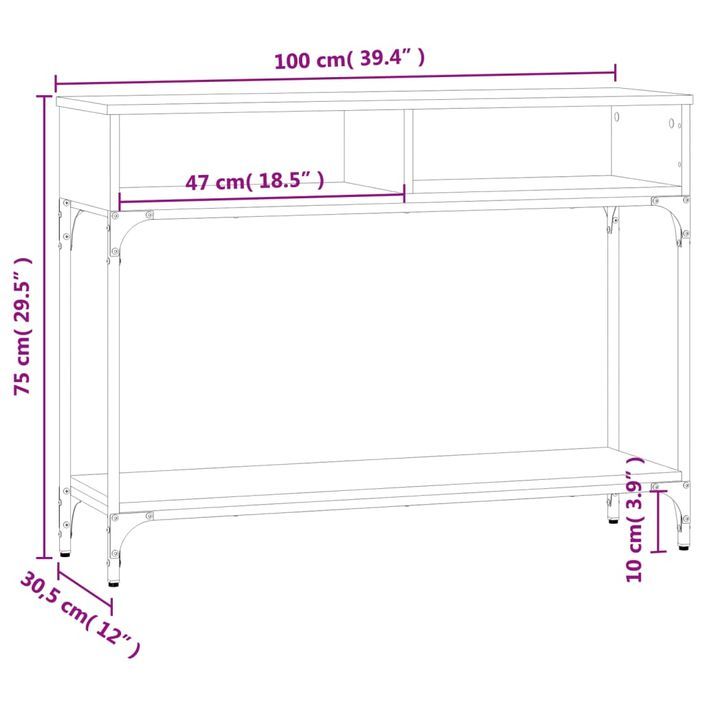 Table console chêne sonoma 100x30,5x75 cm bois d'ingénierie - Photo n°9