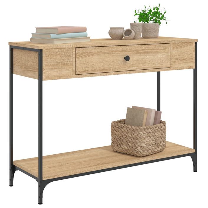 Table console chêne sonoma 100x34,5x75 cm bois d'ingénierie - Photo n°3