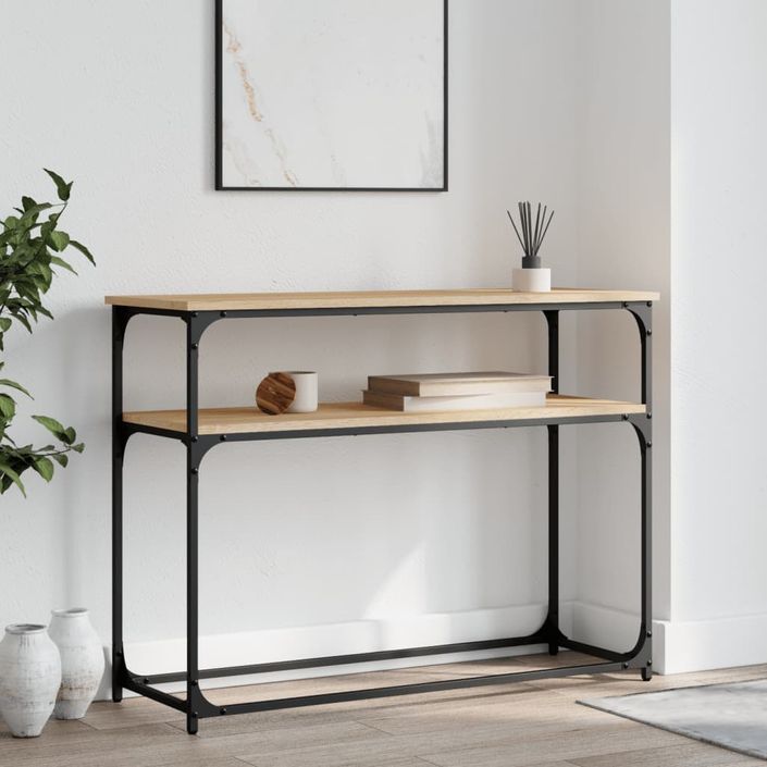 Table console chêne sonoma 100x35,5x75 cm bois d'ingénierie - Photo n°2