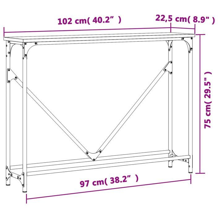 Table console chêne sonoma 102x22,5x75 cm bois d'ingénierie - Photo n°9