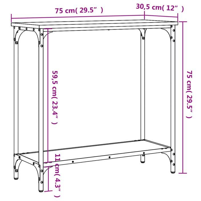 Table console chêne sonoma 75x30,5x75 cm bois d'ingénierie - Photo n°9