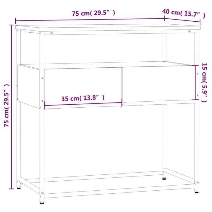 Table console chêne sonoma 75x40x75 cm bois d'ingénierie - Photo n°11