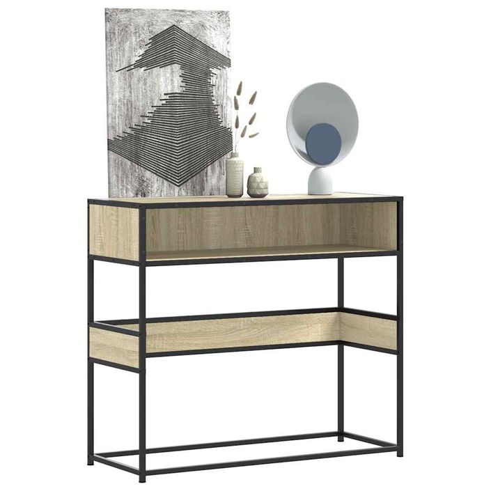 Table console chêne sonoma 90x35x80 cm bois d'ingénierie - Photo n°1