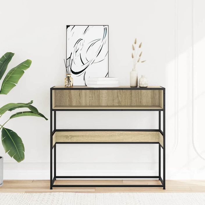 Table console chêne sonoma 90x35x80 cm bois d'ingénierie - Photo n°3