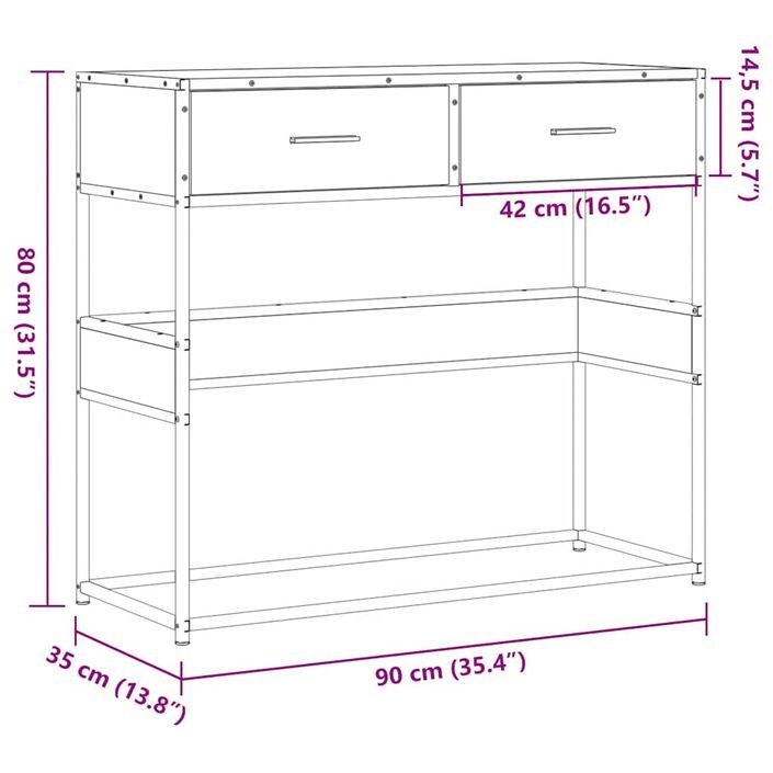 Table console chêne sonoma 90x35x80 cm bois d'ingénierie - Photo n°10