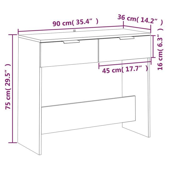 Table console Chêne sonoma 90x36x75 cm Bois d'ingénierie - Photo n°8