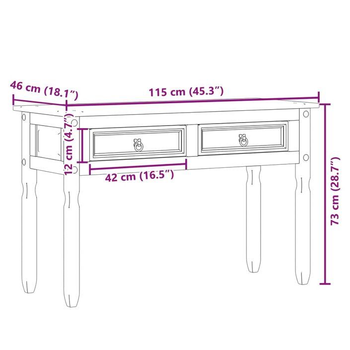 Table console Corona 115x46x73 cm bois de pin massif - Photo n°9