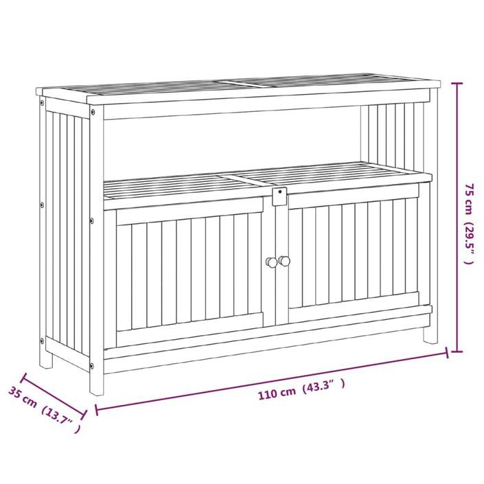 Table console de jardin 110x35x75 cm bois massif d'acacia - Photo n°7