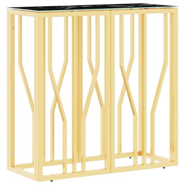Table console doré 70x30x70 cm acier inoxydable et verre - Photo n°1