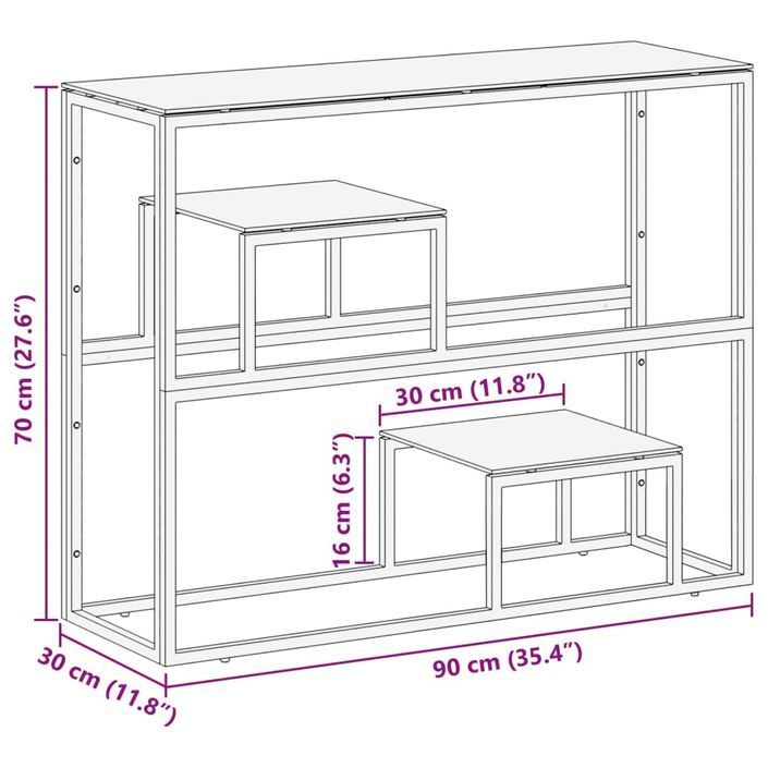 Table console doré acier inoxydable et verre trempé - Photo n°9