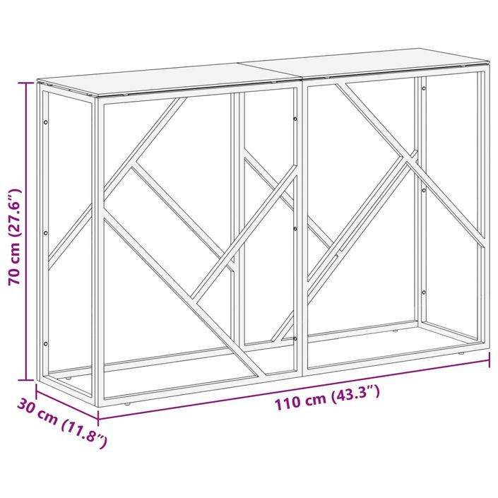 Table console doré acier inoxydable et verre trempé - Photo n°9