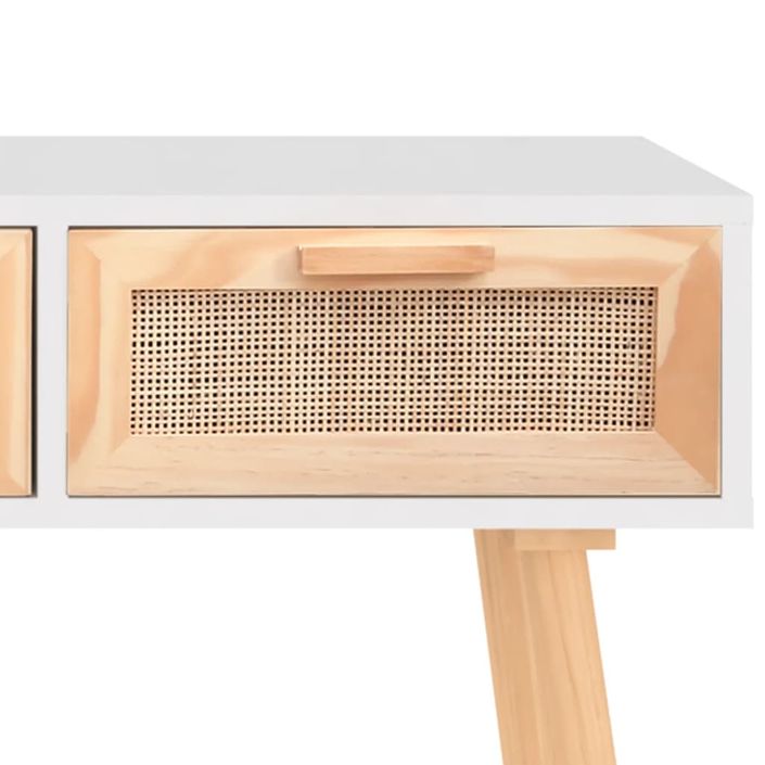 Table console en bois 3 tiroirs en Rotin naturel 105 cm - Modèle Kaliga - Photo n°4