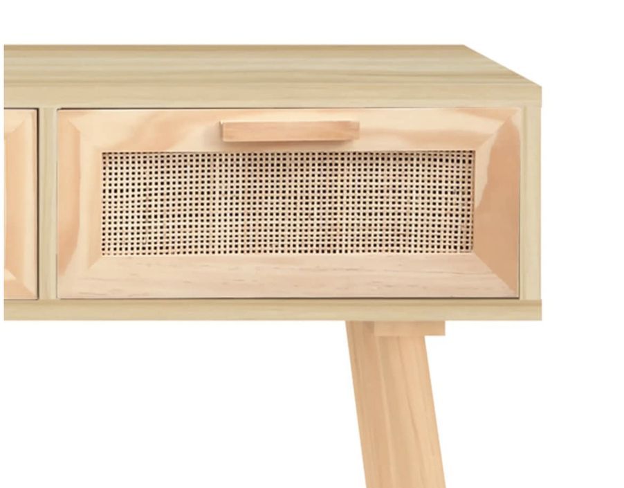 Table console en bois 3 tiroirs en Rotin naturel 105 cm - Modèle Kaliga - Photo n°8