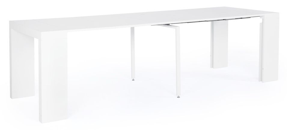 Table console extensible en acier et MDF blanc Ara L 45/270 cm - Photo n°1