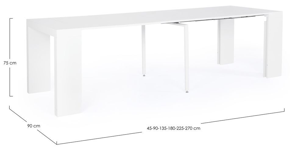 Table console extensible en acier et MDF blanc Ara L 45/270 cm - Photo n°3