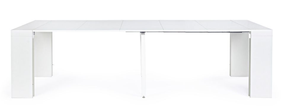 Table console extensible en acier et MDF blanc Ara L 45/270 cm - Photo n°6
