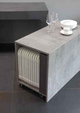 Table console extensible et 12 chaises métal anthracite et bois gris ciment Zinka - Photo n°9